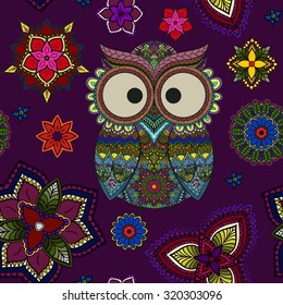 Hand drawn Mandala, Floral Design Element on dark