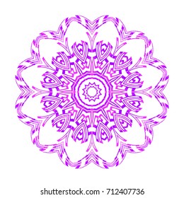 hand drawn mandala with flower, geometric elements. vector illustration. purple, pink color. for coloring book, greeting card, invitation, tattoo. Anti-stress therapy pattern.
