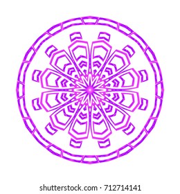 hand drawn mandala with flower, geometric elements. vector illustration. purple, pink color. for coloring book, greeting card, invitation, tattoo. Anti-stress therapy pattern.