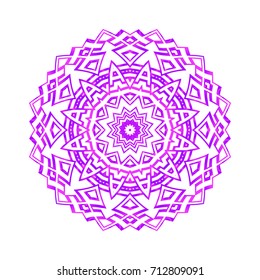 hand drawn mandala with flower, geometric elements. vector illustration. purple, pink color. for coloring book, greeting card, invitation, tattoo. Anti-stress therapy pattern.