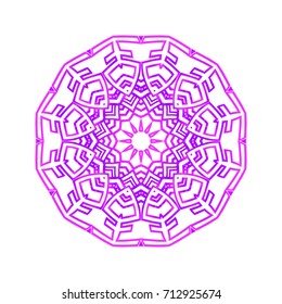 hand drawn mandala with flower, geometric elements. vector illustration. purple, pink color. for coloring book, greeting card, invitation, tattoo. Anti-stress therapy pattern.