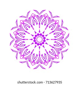 hand drawn mandala with flower, geometric elements. vector illustration. purple, pink color. for coloring book, greeting card, invitation, tattoo. Anti-stress therapy pattern.