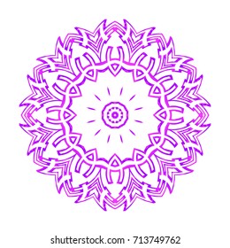 hand drawn mandala with flower, geometric elements. vector illustration. purple, pink color. for coloring book, greeting card, invitation, tattoo. Anti-stress therapy pattern.