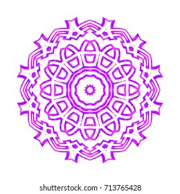 hand drawn mandala with flower, geometric elements. vector illustration. purple, pink color. for coloring book, greeting card, invitation, tattoo. Anti-stress therapy pattern.
