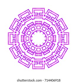 hand drawn mandala with flower, geometric elements. vector illustration. purple, pink color. for coloring book, greeting card, invitation, tattoo. Anti-stress therapy pattern.