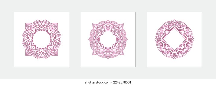 hand drawn mandala illustration on the theme of heart, love, valentine with space to paste photo