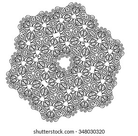 Hand drawn mandala . Isolated on white. anti stress Coloring Page Vector monochrome sketch.
