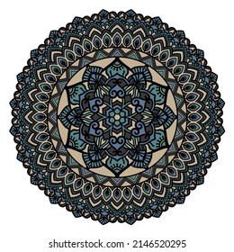 Hand drawn mandala. Lace style, henna tattoo style.