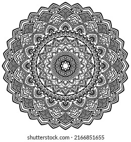 Hand drawn mandala. Lace style, henna tattoo style.
