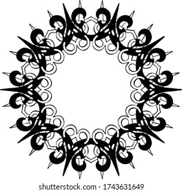 Hand Drawn Mandala Line Swirl Emblem