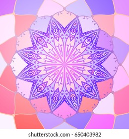Hand drawn mandala multicolored background, Round ornamental texture vector