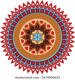 Handgezeichnetes Mandala-Muster Farbige Kunst Spirituelle Yoga Art Vektor