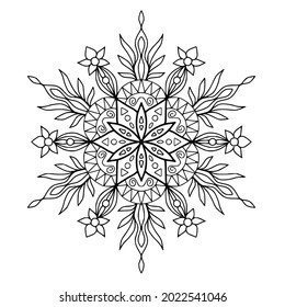 Patrón de mandala dibujado a mano para libro de colorantes, anti estrés, decoración Ornamento decorativo en estilo étnico oriental Henna, Mehndi, tatuaje, 