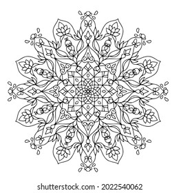 Hand drawn mandala pattern for Henna, Mehndi, tattoo, Coloring book, decoration Decorative ornament in ethnic oriental style 
