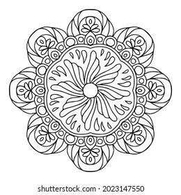 Hand drawn mandala pattern for Henna, Mehndi, tattoo, Coloring book, anti-stress, decoration Decorative ornament in ethnic oriental style 