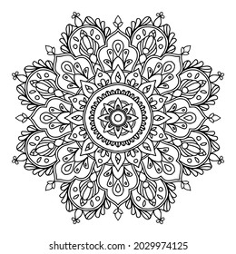 Handgezeichnete Mandala-Muster für Henna, Mehndi, Tattoo, Farbbuch, Anti-Stress, Dekoration Dekorative Ornamente im ethnisch-orientalischen Stil . Vektorgrafik