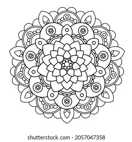 Patrón de mandala dibujado a mano para Henna, Mehndi, tatuaje, libro de colorear, antiestrés, decoración Ornamento decorativo de estilo étnico oriental. Vector