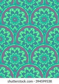 Hand drawn Mandala Seamless Pattern. Arabic, indian, turkish and ottoman culture decoration style. Ethnic ornamental background. Magic vintage template of greeting, card, print, cloth, tattoo. Vector