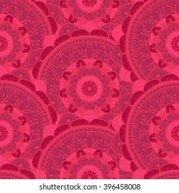 Hand drawn Mandala Seamless Pattern. Arabic, indian, turkish and ottoman culture decoration style. Ethnic ornamental background. Magic vintage template of greeting, card, print, cloth, tattoo. Vector