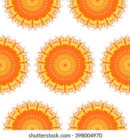 Hand drawn Mandala Seamless Pattern. Arabic, indian, turkish and ottoman culture decoration style. Ethnic ornamental background. 
