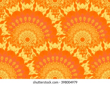 Hand drawn Mandala Seamless Pattern. Arabic, indian, turkish and ottoman culture decoration style. Ethnic ornamental background. 