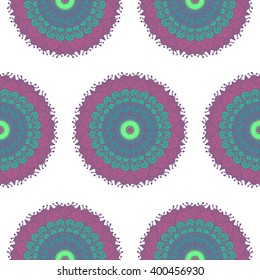 Hand drawn Mandala Seamless Pattern. Arabic, indian, turkish and ottoman culture decoration style. 