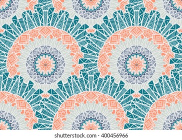 Hand drawn Mandala Seamless Pattern. Arabic, indian, turkish and ottoman culture decoration style. 