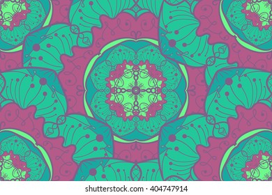 Hand drawn Mandala Seamless Pattern. Arabic, indian, turkish and ottoman culture decoration style. Ethnic ornamental background. Magic vintage template of greeting, card, print, cloth, tattoo. Vector