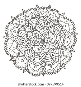 Hand drawn mandala vector illustration coloring pages