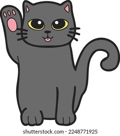 Hand Drawn Maneki Neko or lucky cat illustration in doodle style isolated on background