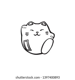 Hand Drawn Maneki Neko Vector Black Stock Vector Royalty Free 1397400893