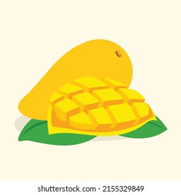 Mango extraído a mano fruta fresca, fruta tropical, fruta dietética saludable, ilustraciones de diseño vectorial.