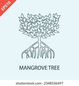 Dibujo manual Logo de árbol de mangle icono diseño vectorial ilustración moderna