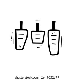 Desenhado à Mão Manual Pedais de Carro Ilustração. Vetor Doodle. Isolado no plano de fundo branco - EPS 10 Vetor