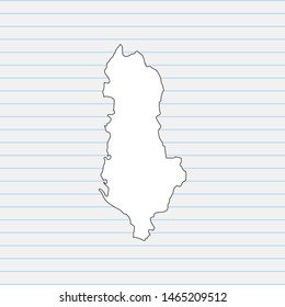 Hand drawn map of Albania back school background. Vector Illustration EPS10.