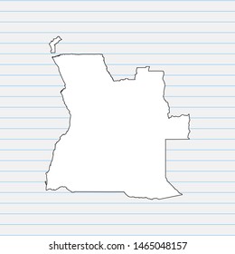 Hand drawn map of Angola back school background. Vector Illustration EPS10.