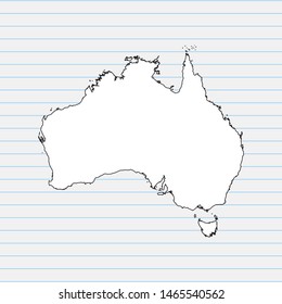 Hand drawn map of Australia back school background. Vector Illustration EPS10.