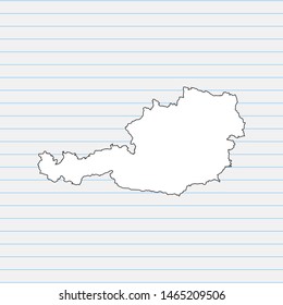 Hand drawn map of Austria back school background. Vector Illustration EPS10.