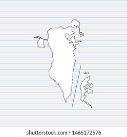 Hand drawn map of Bahrain back school background. Vector Illustration EPS10.