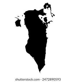 Hand drawn map Bahrain, Middle East travel destination. Silhouette, geography. Vector isolated on white background 