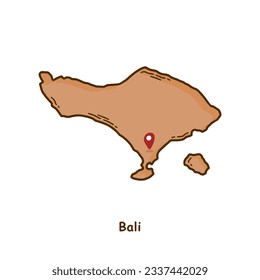 Hand Drawn Map of Bali Province, Indonesia. Modern Simple Line Cartoon Design. Good Used for Infographics and Presentations - EPS 10 Vector