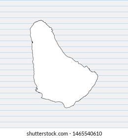Hand drawn map of Barbados back school background. Vector Illustration EPS10.