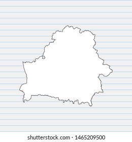 Hand drawn map of Belarus back school background. Vector Illustration EPS10.