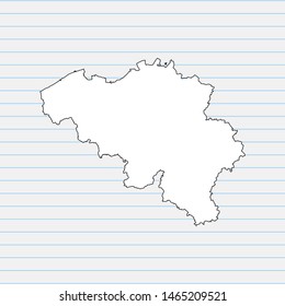 Hand drawn map of Belgium back school background. Vector Illustration EPS10.