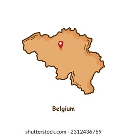 Hand Drawn Map of Belgium with Brown Color. Modern Simple Line Cartoon Design. Good Used for Infographics and Presentations - EPS 10 Vector