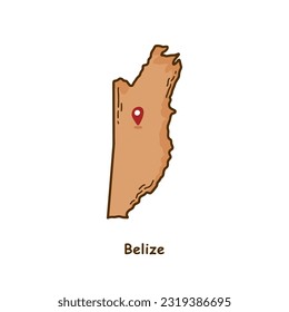 Hand Drawn Map of Belize with Brown Color. Modern Simple Line Cartoon Design. Good Used for Infographics and Presentations - EPS 10 Vector