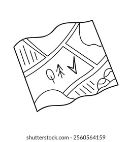 Hand drawn map in black outline. Clip art for your projects.