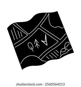 Hand drawn map in black and white colors. Clip art for your projects.