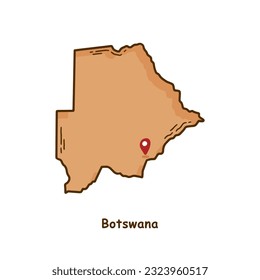 Hand Drawn Map of Botswana with Brown Color. Modern Simple Line Cartoon Design. Good Used for Infographics and Presentations - EPS 10 Vector