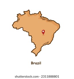Handgezeichnete Karte von Brasilien mit brauner Farbe. Modern Simple Line Cartoon Design. Gute Verwendung für Infografiken und Präsentationen - EPS10 Vector